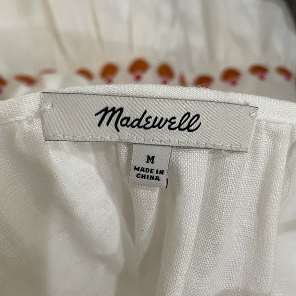 Madewell Embroidered Linen-Blend Raglan Ruffle Mini Dress - Picture 6 of 6